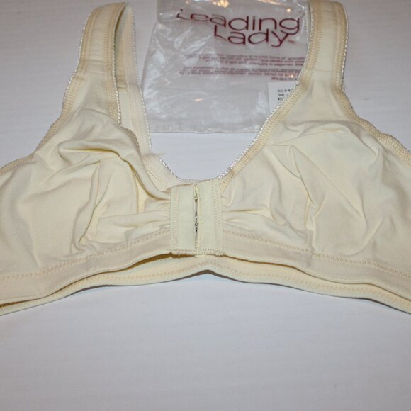 Leading Lady Yellow Front Hook Bra Cotton Spandex New 36 A/B Softcup Wireless - Picture 1 of 5